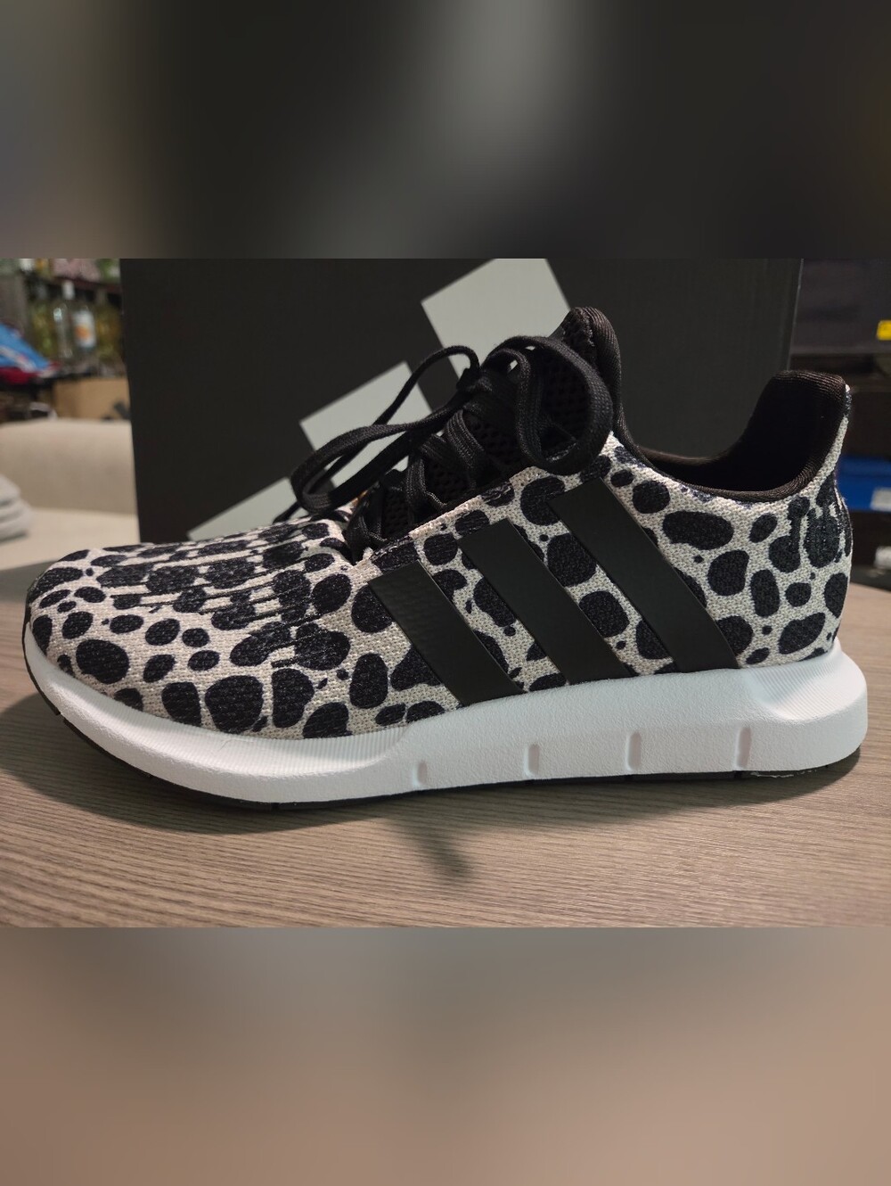 adidas Women's Black & White Leopard-Print Casual Sneaker